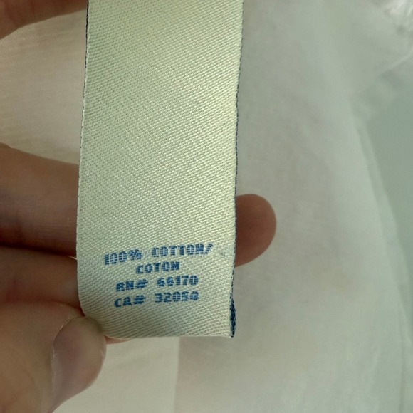 Odille White Cotton Ruffled V-Neck Button Front Short Sleeve Tunic Top Size 14 - Picture 9 of 9